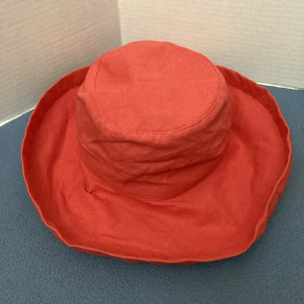 Scalia Collezione Women's Coral Canvas One Size Lined Upbrim Adjustable Sun Hat